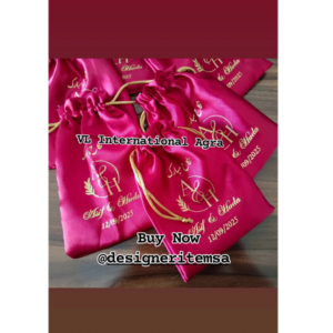 Customized Satin Pink Potli Bags