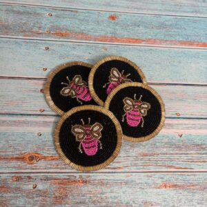 Handmade Glass Beaded Drink Coasters Set of 4