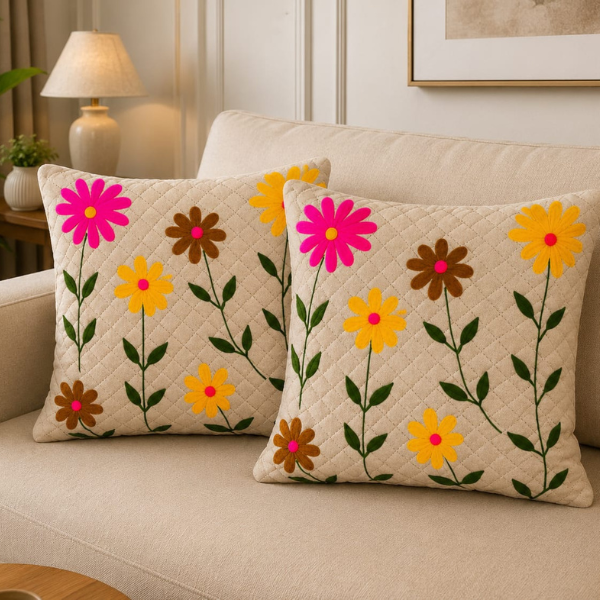 10-Quilting embroidery cushion cover