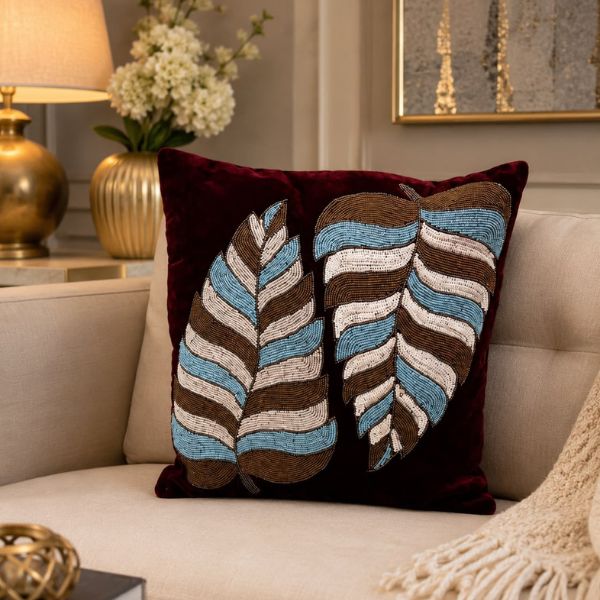 Handmade Beaded & Zardosi Cushion Cover1