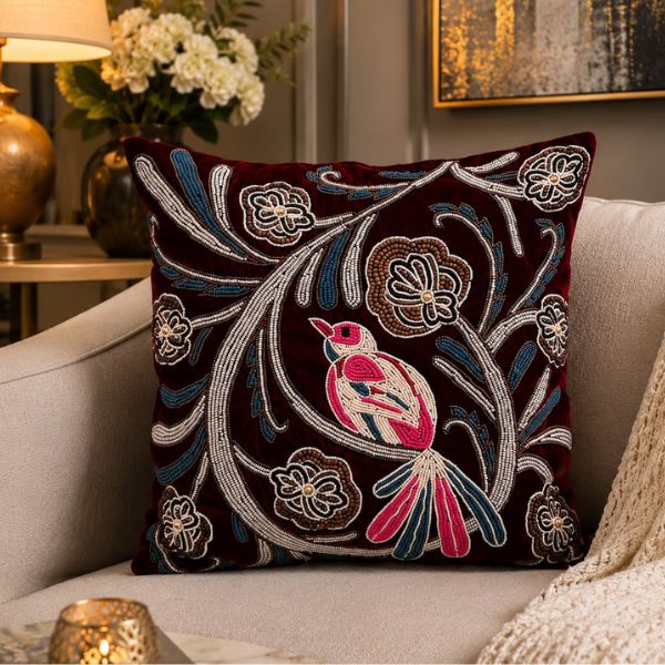 Handmade Beaded & Zardosi Cushion Cover3