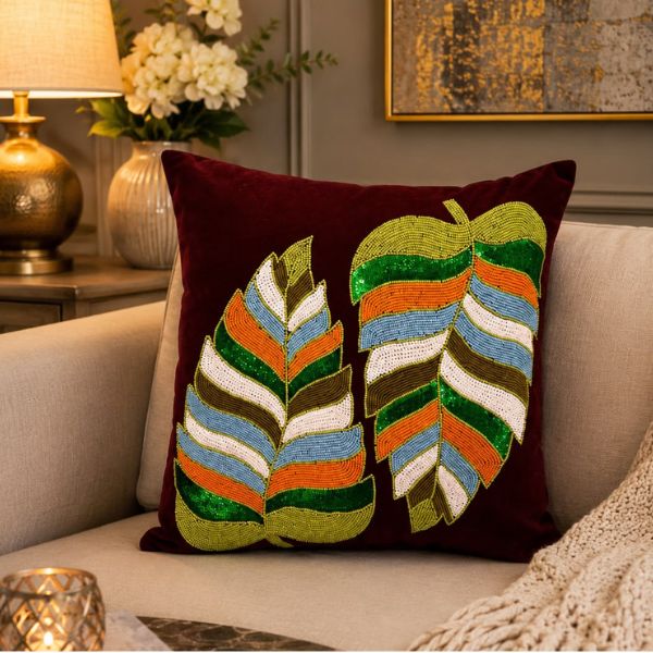 Handmade Beaded & Zardosi Cushion Cover6
