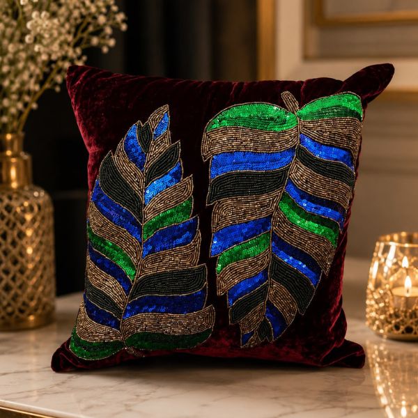 Handmade Beaded & Zardosi Cushion Cover10