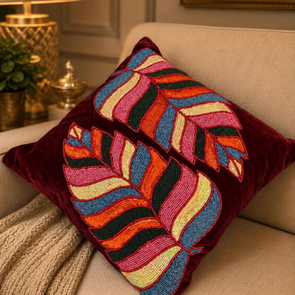 Handmade Beaded & Zardosi Cushion Cover11