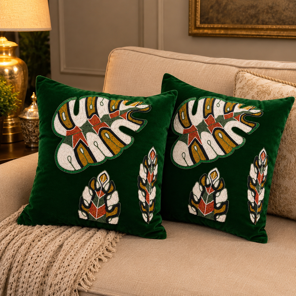 Handmade Beaded & Zardosi Cushion Cover12-1