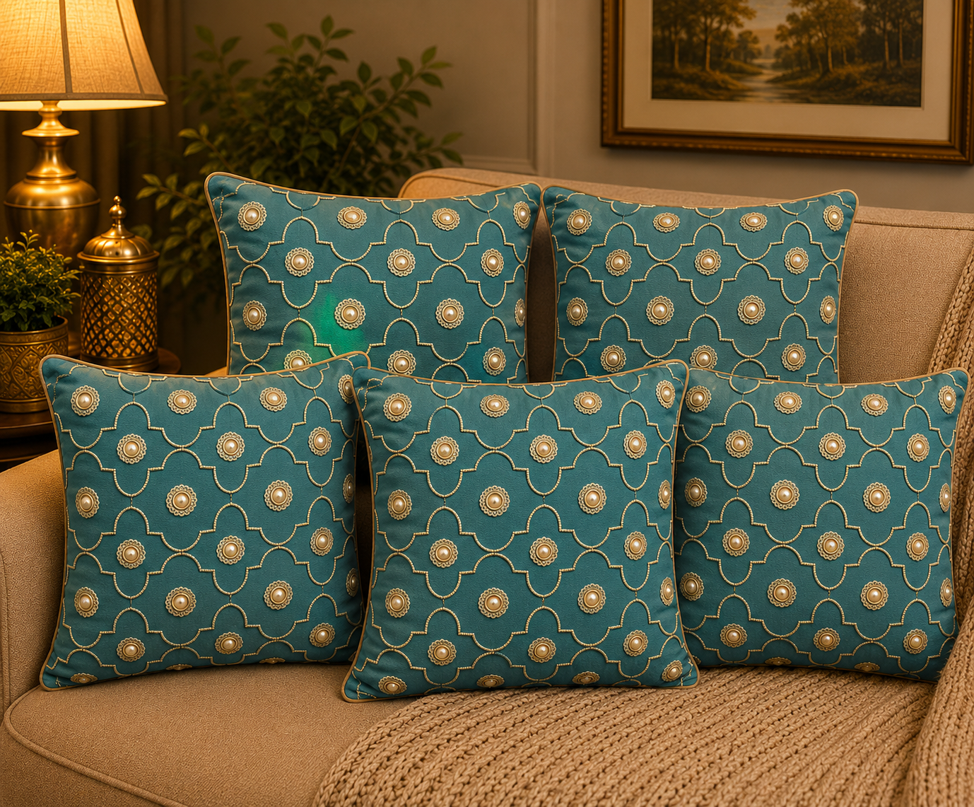 Handmade Beaded & Zardosi Cushion Cover18-1