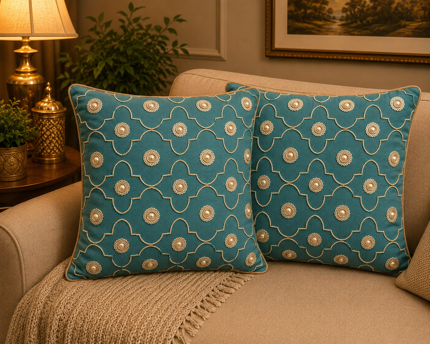 Handmade Beaded & Zardosi Cushion Cover18