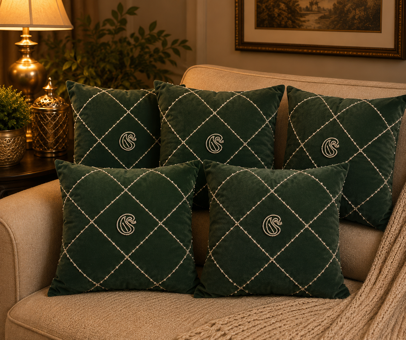 Handmade Beaded & Zardosi Cushion Cover21