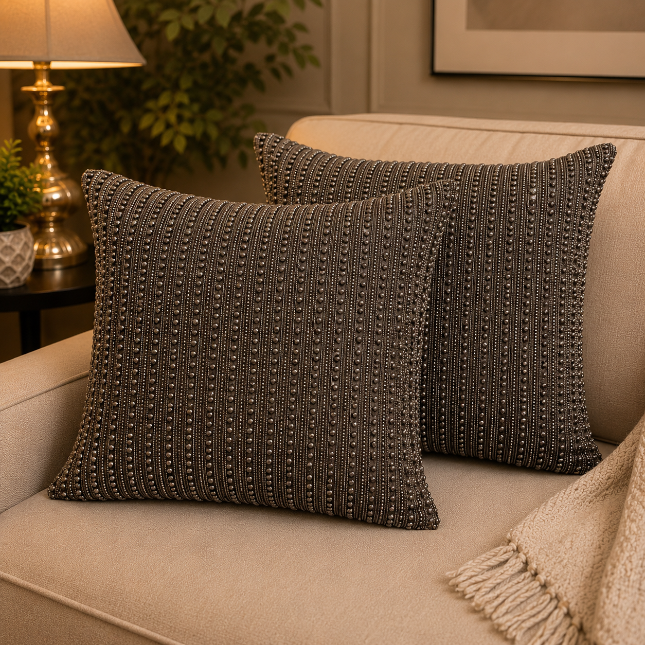 Handmade Beaded & Zardosi Cushion Cover24